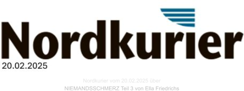 Nordkurier vom 20.02.2025 überNIEMANDSSCHMERZ Teil 3 von Ella Friedrichs